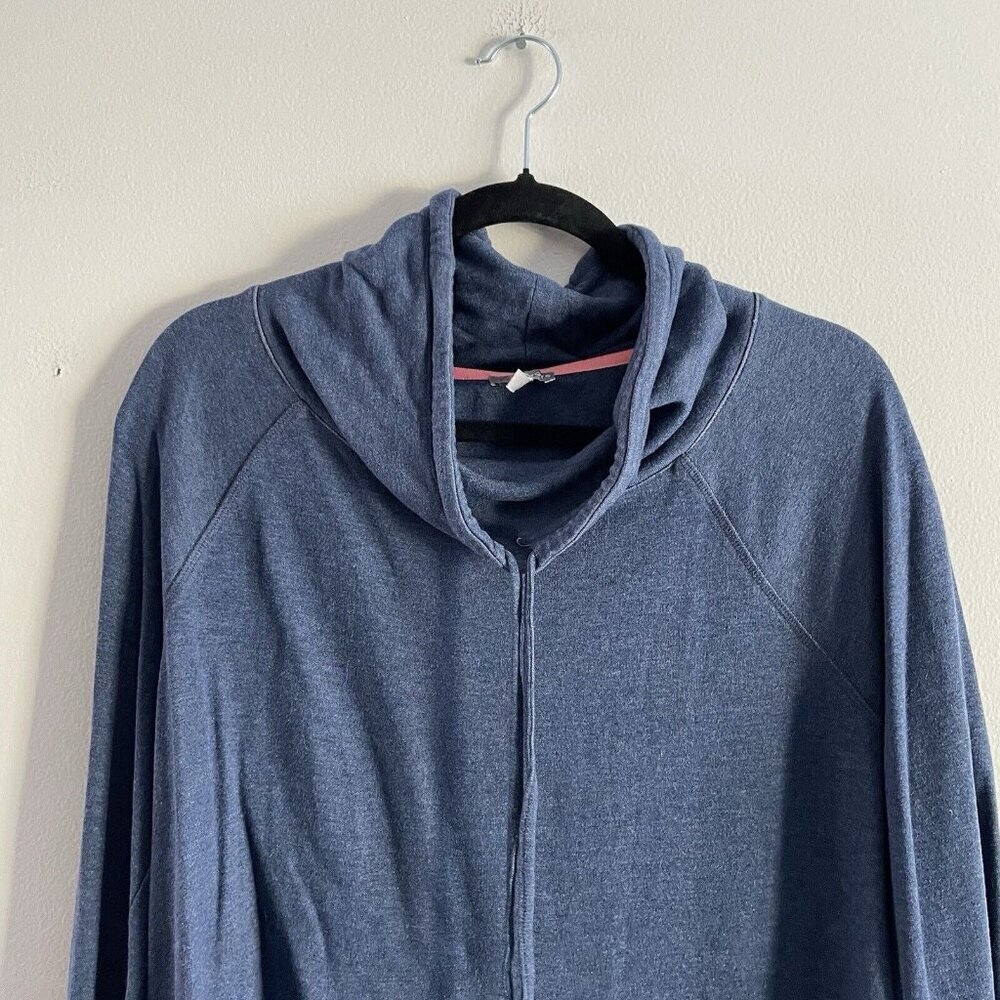 T By Talbots Women Plus Sz 1X Blue Drawstring Cowl Neck Long Sleeve Sweatshirt - Picture 5 of 9
